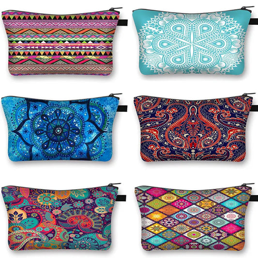 Bohemian Print Cosmetic Bag – African Woman Design, Fashionable Travel & Toiletry Case, Perfect Gift for Lipstick & Essentials.