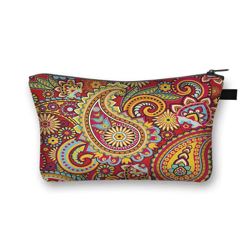 Bohemian Print Cosmetic Bag – African Woman Design, Fashionable Travel & Toiletry Case, Perfect Gift for Lipstick & Essentials.