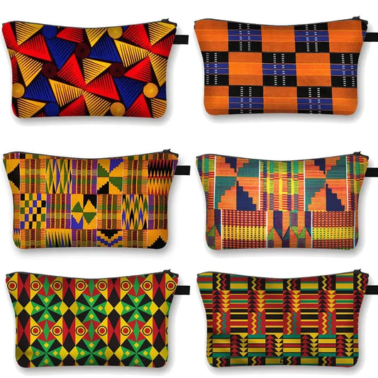 Stylish African Woman Print Cosmetic Bag – Portable Makeup Case for Travel, Lipstick & Essentials Storage.