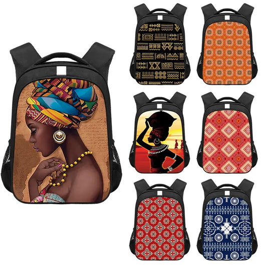 Afro-Tribal Rucksack mit traditionellem Afrika-Muster – Schul-, Laptop- & Tagesrucksack für Kinder & Frauen.