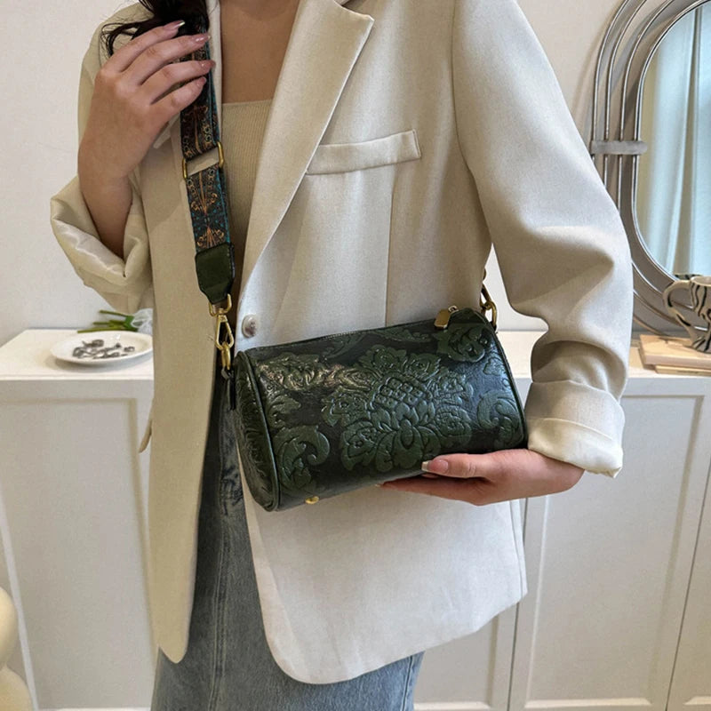 Ethnic-Inspired PU Leather Crossbody Bag – Stylish, Casual & Travel-Ready for Women