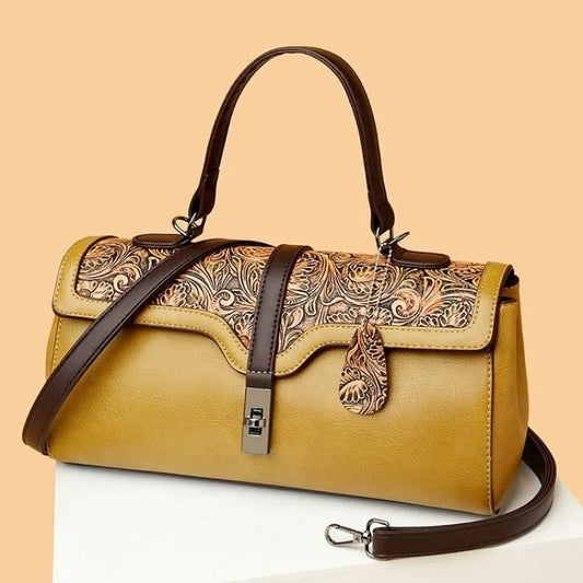 Designer Saddle Bag – Luxury Embossed Handbag | Spacious Tote & Fashionable Crossbody | Elegant Ethnic Shoulder Bag