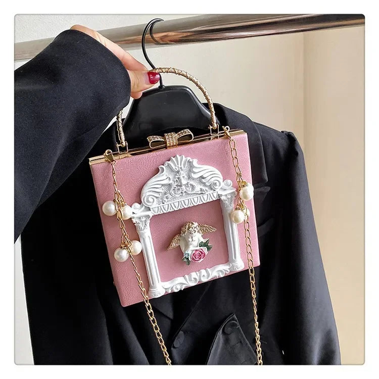 2023 Vintage Angel Flower Chain Crossbody Bag – Stylish Niche Handbag for Women