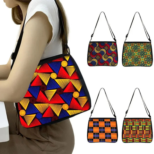 African Women Print Shoulder Bag – Stylish & Portable Handbag for Shopping & Cosmetics
