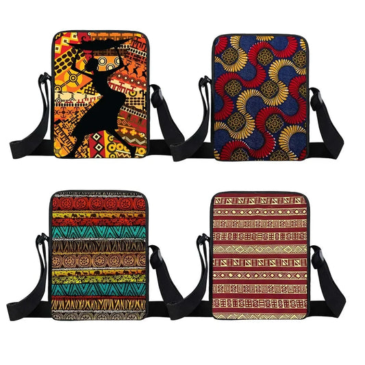 Afro Tribal Print Messenger Bag – African Women & Traditional Patterns | Small Satchel, Shoulder Bag, Gift
