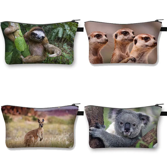 Kangaroo & Raccoon Koala Cosmetic Bag – Portable Makeup Organizer for Women, Travel-Friendly Storage, Perfect Gift