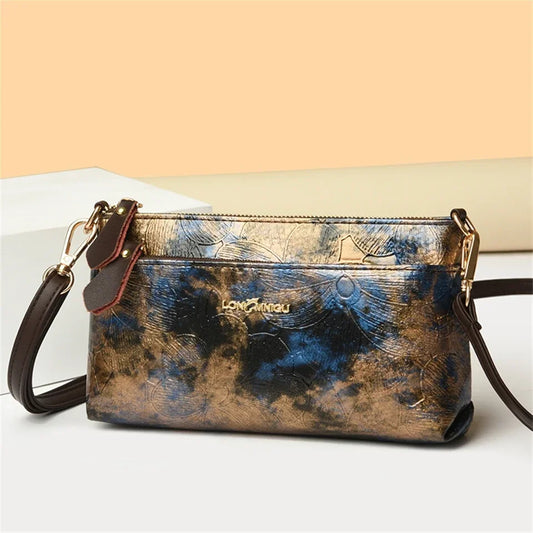 Vintage Embossed Leather Crossbody Bag – Stylish & Multi-Functional