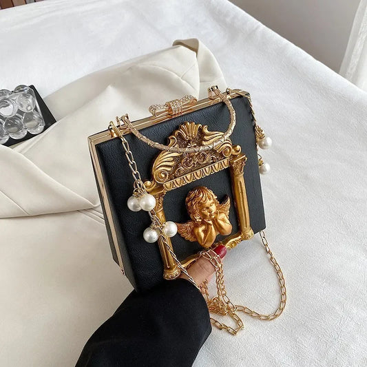 2023 Vintage Angel Flower Chain Crossbody Bag – Stylish Niche Handbag for Women